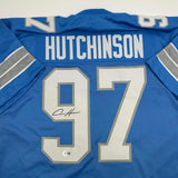 Autographed/Signed Aidan Hutchinson Detroit Blue Current Jersey Beckett BAS COA