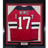 Framed Autographed/Signed Simon Nemec 35x39 New Jersey Red Jersey JSA COA