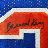 FRAMED Autographed/Signed BERNARD KING 35x39 New York Blue Jersey BAS COA