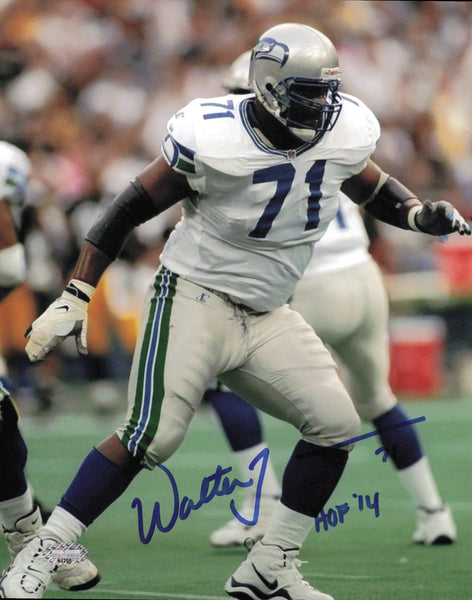 Walter Jones Autographed 8x10 Photo Seattle Seahawks "HOF 14" MCS Holo #63286