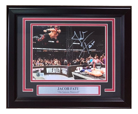 Jacob Fatu Signed Framed 8x10 WWE Photo BAS