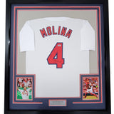 Framed Autographed/Signed Yadier Molina 35x39 St. Louis White Jersey COA