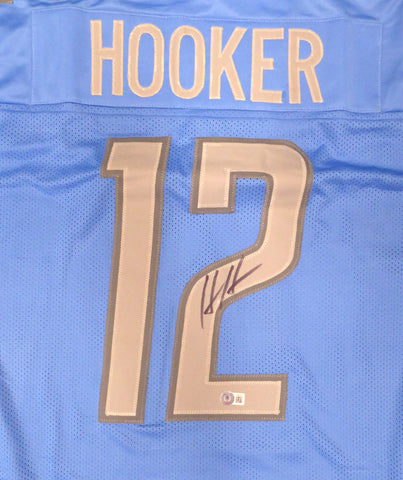 Detroit Lions Hendon Hooker Autographed Blue Jersey Beckett BAS QR #W563220