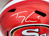 TREY LANCE AUTOGRAPHED 49ERS FLASH RED FULL SIZE SPEED HELMET BECKETT QR 197092