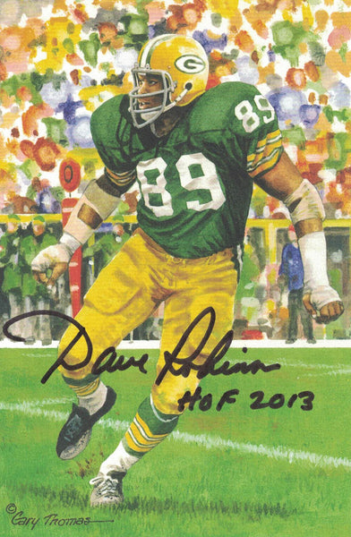 Dave Robinson Autographed Green Bay Packers Goal Line Art Card Black HOF 12931