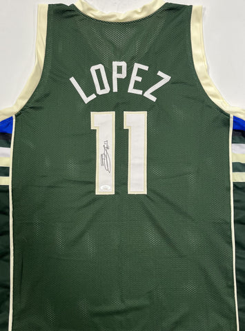 Bucks NBA Champ BROOK LOPEZ Signed Milw Custom Replica Green Jersey AUTO - JSA