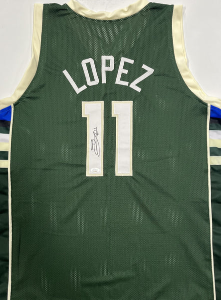 Bucks NBA Champ BROOK LOPEZ Signed Milw Custom Replica Green Jersey AUTO - JSA