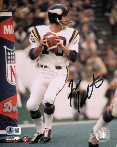 Fran Tarkenton Autographed 8x10 Photo Minnesota Vikings Beckett BAS QR #BS12844