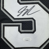 Framed Autographed/Signed Stephon Castle 35x39 San Antonio Black Jersey JSA COA