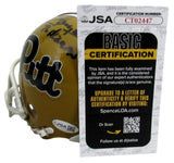Tony Dorsett Signed/Inscribed Gold Pitt Mini Football Helmet JSA 213123