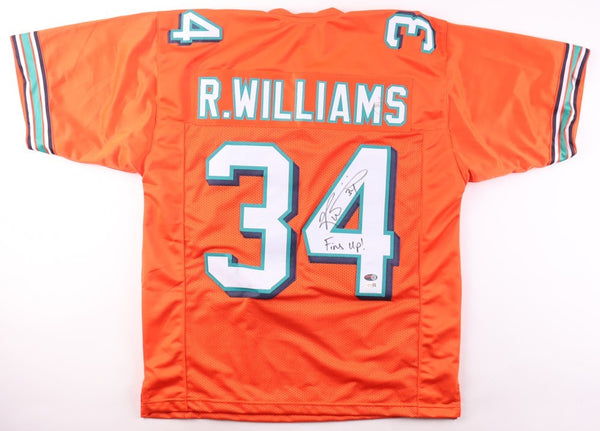 Ricky Williams Signed Dolphins Inscribed Phins Up Jersey (JSA) Pro Bowl RB 2002