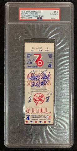 Johnny Bench Autographed 1976 World Series MVP Game 4 Signed Baseball Ticket PSA
