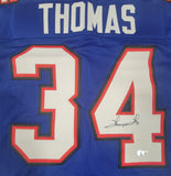THURMAN THOMAS SIGNED AUTOGRAPHED PRO STYLE CUSTOM XL JERSEY BECKETT QR