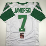 Autographed/Signed RON JAWORSKI Philadelphia White Football Jersey JSA COA Auto