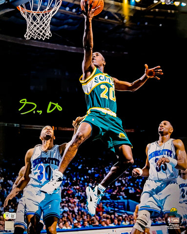GARY PAYTON AUTOGRAPHED 16X20 PHOTO SEATTLE SUPERSONICS BECKETT WITNESS 206524