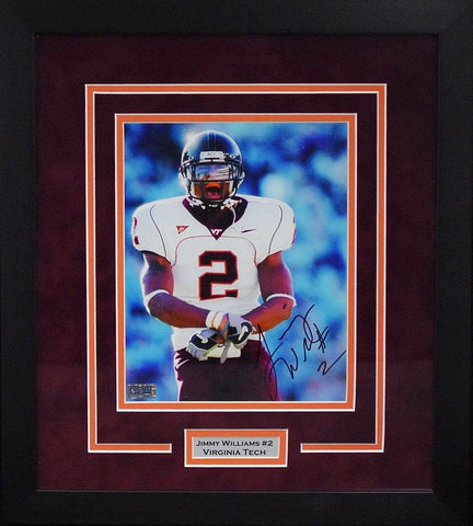 JIMMY WILLIAMS AUTOGRAPHED VIRGINIA TECH HOKIES 8x10 FRAMED PHOTO COA