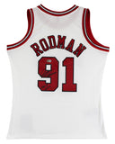 Bulls Dennis Rodman "HOF 2011" Signed White M&N HWC Swingman Jersey BAS Witness