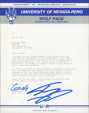 Shaquille O'Neal Signed 1988 Uni. Nevada-Reno Recruitment Envelope & Letter BAS