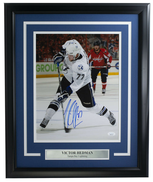 Victor Hedman Signed Framed 11x14 Tampa Bay Lightening Hockey Photo JSA