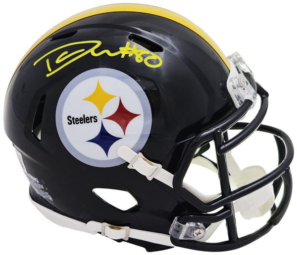 DARNELL WASHINGTON AUTOGRAPHED STEELERS BLACK SPEED MINI HELMET BECKETT WITNESS