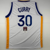 Autographed/Signed Stephen Steph Curry Golden State White Jersey JSA COA