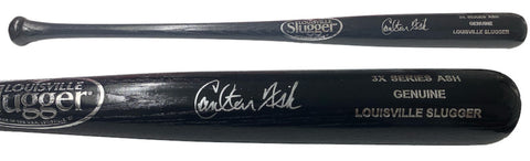 Carlton Fisk Autographed Black 3X Series Ash Louisville Slugger Black Bat JSA