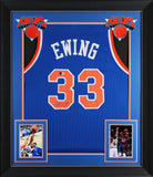 Patrick Ewing Authentic Signed Blue Pro Style Framed Jersey Autographed BAS