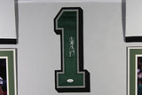 JALEN HURTS (Eagles white SKYLINE) Signed Autographed Framed Jersey JSA