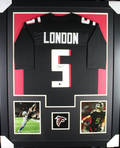 DRAKE LONDON (Falcons black TOWER) Signed Autographed Framed Jersey Beckett