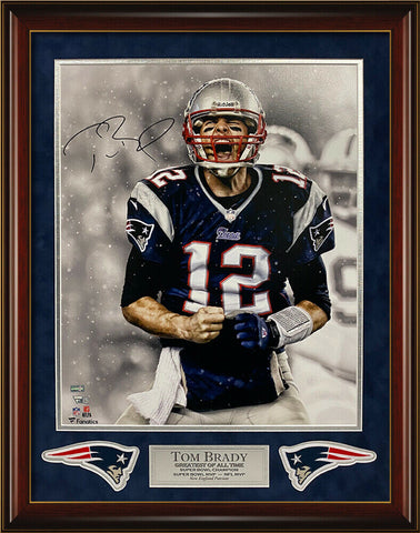 Tom Brady Signed Autographed Scream Photo Custom Framed to 20x24 Pats Fanatics