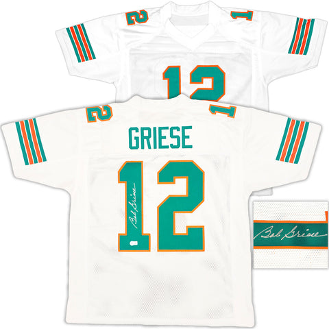 MIAMI DOLPHINS BOB GRIESE AUTOGRAPHED WHITE JERSEY BECKETT BAS WITNESS 222016