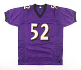 Ray Lewis Signed Baltimore Raven Career Stat Jersey (Beckett COA) 13xPro Bowl LB