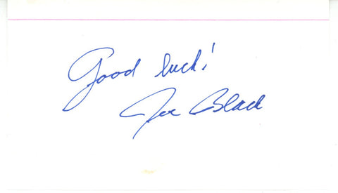 Joe Black Autographed Brooklyn Dodgers Index Card w/Good Luck Beckett 56541
