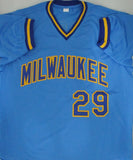 Brewers Pitcher CHRIS BOSIO Signed Custom Replica Milwaukee Blue Jersey 1986-192