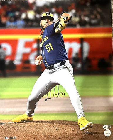 Milw Brewers All Star FREDDY PERALTA Signed 16x20 Photo #18 AUTO - BAS