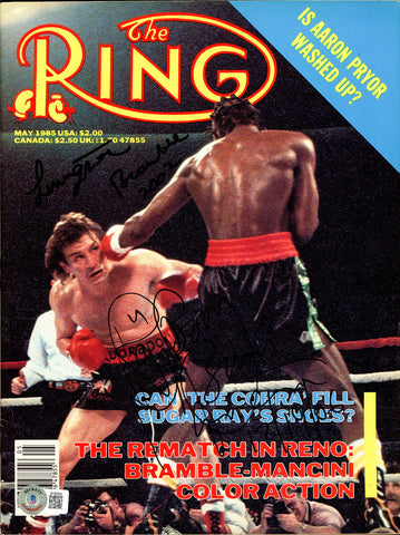 Ray Boom Boom Mancini & Livingstone Bramble Autographed Ring Magazine Beckett