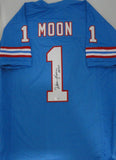 Oilers Hall of Famer WARREN MOON Signed Custom Replica Blue Jersey AUTO - BAS
