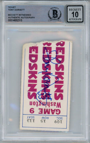 Tony Dorsett Autographed/Signed 11/22/1981 Ticket Stub Beckett 39409
