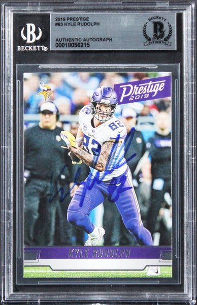 Vikings Kyle Rudolph Authentic Signed 2019 Prestige #63 Card BAS Slabbed