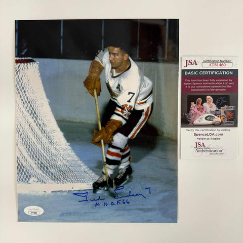 Autographed/Signed Ted Lindsey Chicago Blackhawks 8x10 Hockey Photo JSA COA