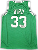 BOSTON CELTICS LARRY BIRD AUTOGRAPHED SIGNED GREEN JERSEY PSA/DNA STOCK #215679
