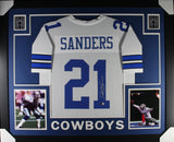 Deion Sanders Autographed/Signed Pro Style White XL Framed Jersey Beckett 51237