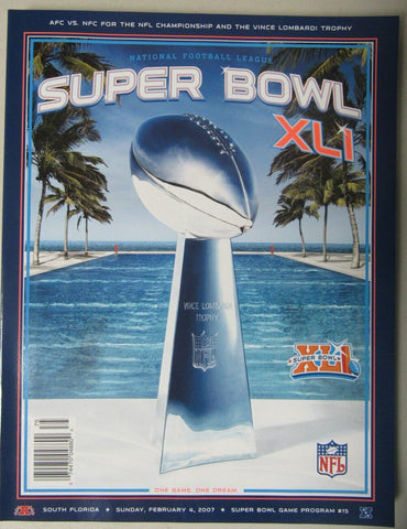 Super Bowl XLI Official Program 2007 Indy Colts vs. Chicago Bears 153412