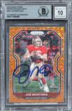 49ers Joe Montana 2020 Panini Prizm Prizms Orange Disco #290 Card BAS Slabbed