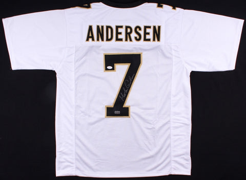 Morten Andersen Signed White New Orleans Saints Jersey (JSA COA & Player Holo)