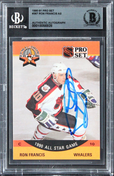 Whalers Ron Francis Authentic Signed 1990 Pro Set #367 Card BAS Slabbed