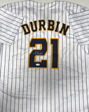 Brewers Infielder CALEB DURBIN Signed Custom Replica Pinstripe Jersey AUTO - JSA