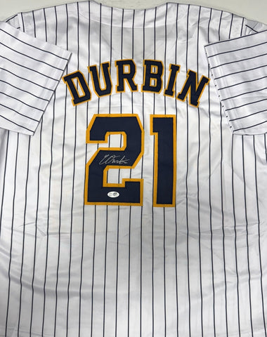 Brewers Infielder CALEB DURBIN Signed Custom Replica Pinstripe Jersey AUTO - JSA