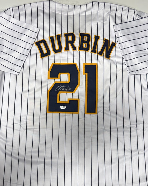 Brewers Infielder CALEB DURBIN Signed Custom Replica Pinstripe Jersey AUTO - JSA