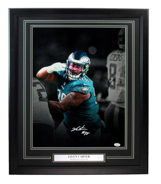 Jalen Carter Autographed 16x20 Photo Philadelphia Eagles Framed JSA 183653